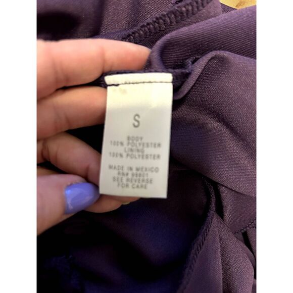 ROSALIE Asymmetrical Flutter Sleeve Lace Short Sleeve Top Royal Purple, Size S - Picture 5 of 5